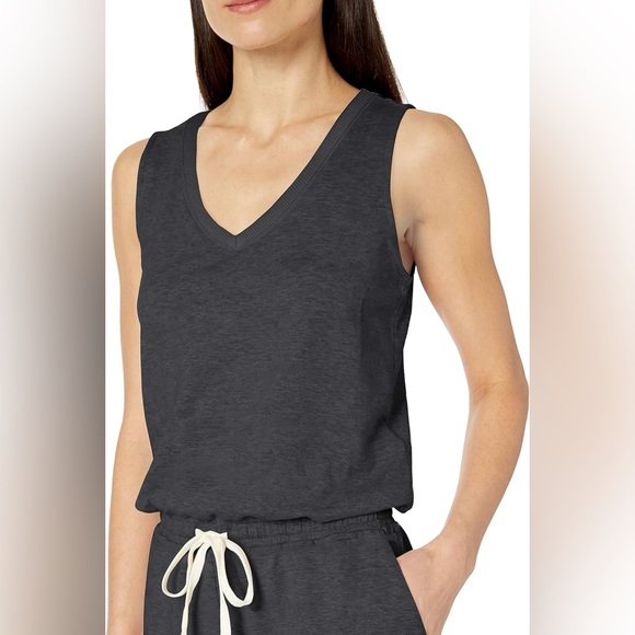 Amazon Essentials Women's Studio Terry Fleece Romper size M charcoal Heather - Picture 2 of 2